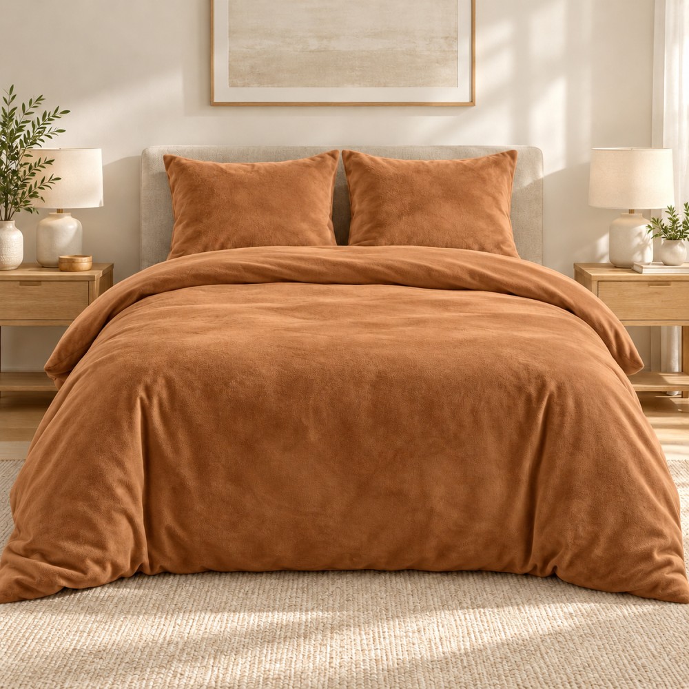 Parure de lit flanelle Flanou 240 x 220 cm – Polyester - 3 pièces, fermeture boutons – douceur d’intérieur