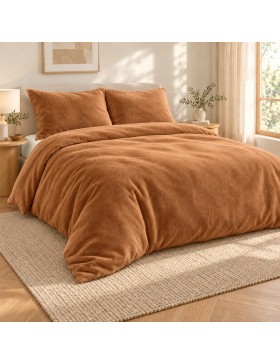 Parure de lit flanelle Flanou 240 x 220 cm – Polyester - 3 pièces, fermeture boutons – douceur d’intérieur