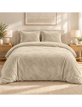 Parure de lit flanelle Flanou 240 x 220 cm – Polyester - 3 pièces, fermeture boutons – douceur d’intérieur