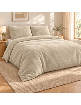 Parure de lit flanelle Flanou 240 x 220 cm – Polyester - 3 pièces, fermeture boutons – douceur d’intérieur