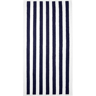 Toalla de playa 100 % algodón: gruesa, suave y ultraabsorbente, con rayas azules y blancas.