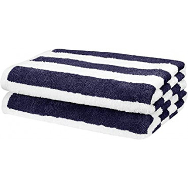 Strandlaken van 100% katoen - Dik, zacht en ultra-absorberend strandlaken - Blauw en wit gestreept