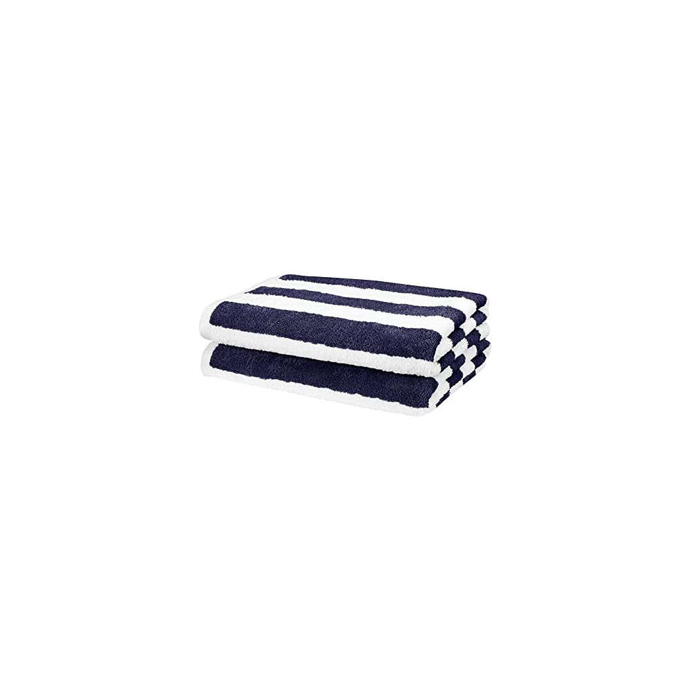 Strandlaken van 100% katoen - Dik, zacht en ultra-absorberend strandlaken - Blauw en wit gestreept