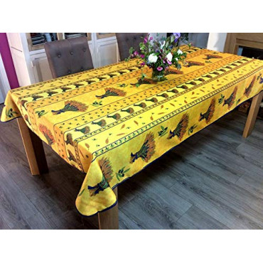 Nappe Provençale Rectangle Anti-Tâches, Bouquet de Blé Jaune