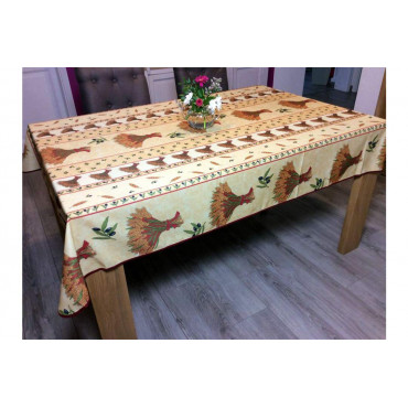 Provençaals rechthoekig vlekbestendig tafelkleed - beige tarweboeket
