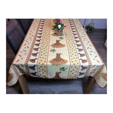 Provenzalische rechteckige schmutzabweisende Tischdecke - Beiges Weizenbouquet