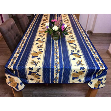 Mantel rectangular provenzal antimanchas con diseño de girasoles y abejas, color azul